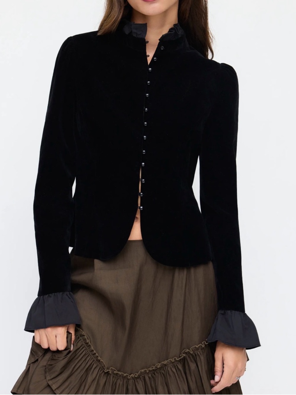 CIDER Black Velvet Button-Front Women's Jacket Top - NEW